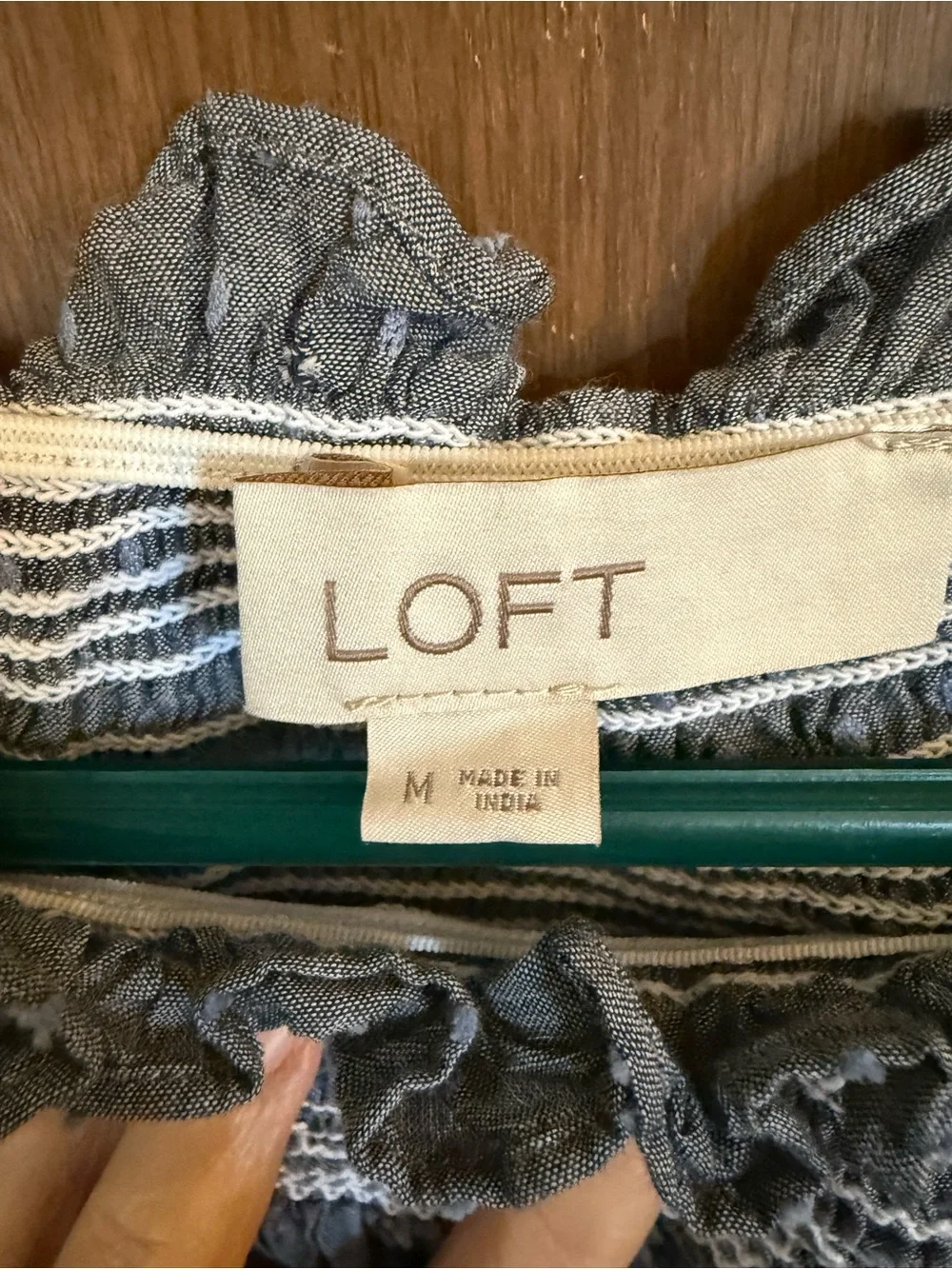LOFT Blue Smocked Peasant Blouse